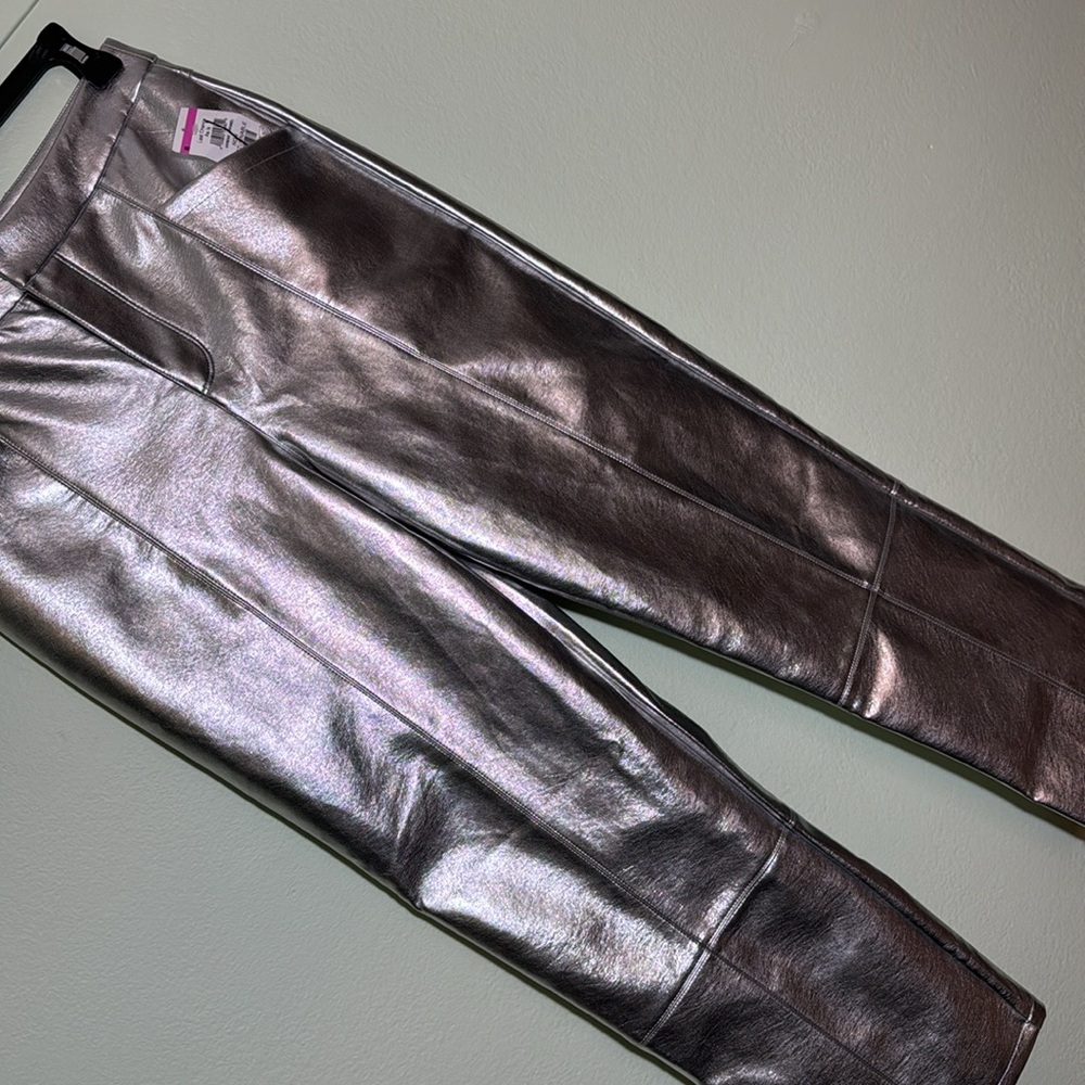 Avec Les Filles Women's Silver metallic Trousers pants M - Picture 5 of 8